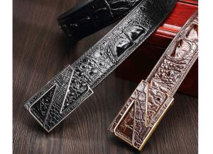 China Custom logo fashion casual belt alloy automatic buckle crocodile men's belts wholesale