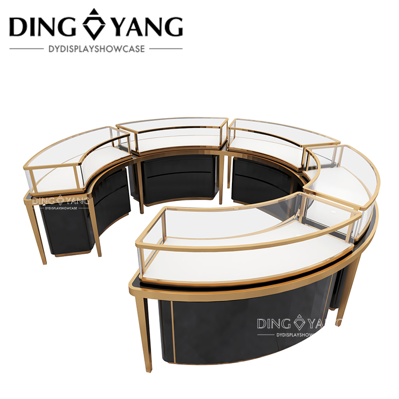 Manufacturer Supplier, Round Center Island Fashion Custom Made Jewellery Display Cabinet, Glass Top Jewelry Showcases