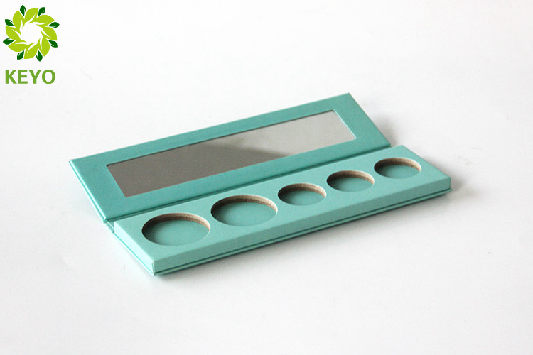Green Paper Empty Eyeshadow Palette Rectangle 5 Pans Type With Mirror