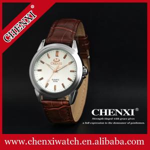 China Guangzhou Watch Supplier Stainless Steel Case Back Quartz Watch Leather Strap Watches Mens wholesale