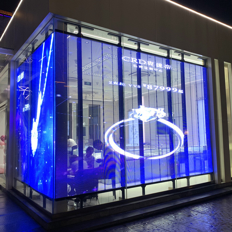 Customizable Flexible Transparent LED Display Screen 1600+ Nits Brightness, IP65 Waterproof Wholesale Outdoor Advertising Solutions