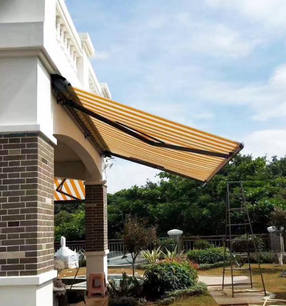 Balcony Folding Arm motorized patio awning Full Card Awning Black Shop Awning Aluminum