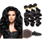Black Color 100 Virgin Cambodian Loose Curly Hair With Baby Hair Natural