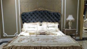 China Sofa Frame White Wooden High Headboard Teak Wood King Size Bed wholesale