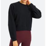 Autumn Winter Gym Crop Top Crew Neck Cotton Pullover Sportwear Cropped