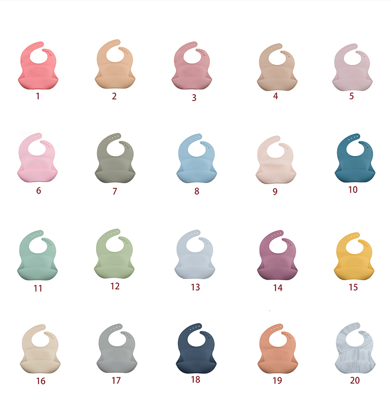 4 Buttons BPA Free Silicone Baby Bib Waterproof Soft Durable Adjustable