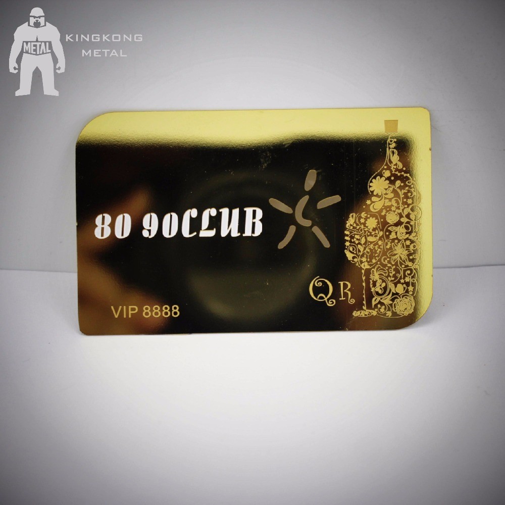 Metal Gold Brushed Printing Mirror Business Card With Laser Engraving Logo