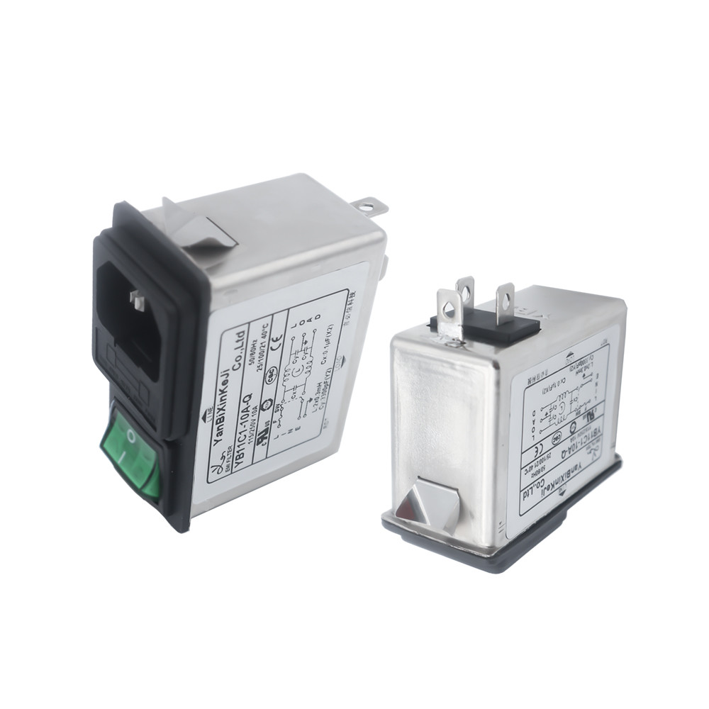 IEC 320 C14 AC Inlet Filter Male Plug In EMI Noise Filter With Switch Fuse