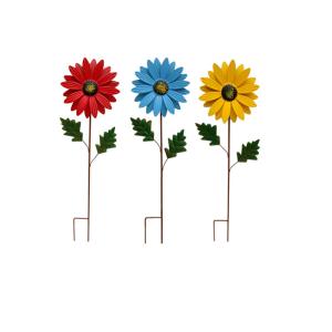 China Sunflower Windmill Metal Pinwheel Garden Wind Sculptures For Balcony Patio Lawn wholesale