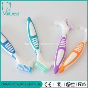 China Nylon Bristle Oral Care Denture Tooth Brush Two Head wholesale