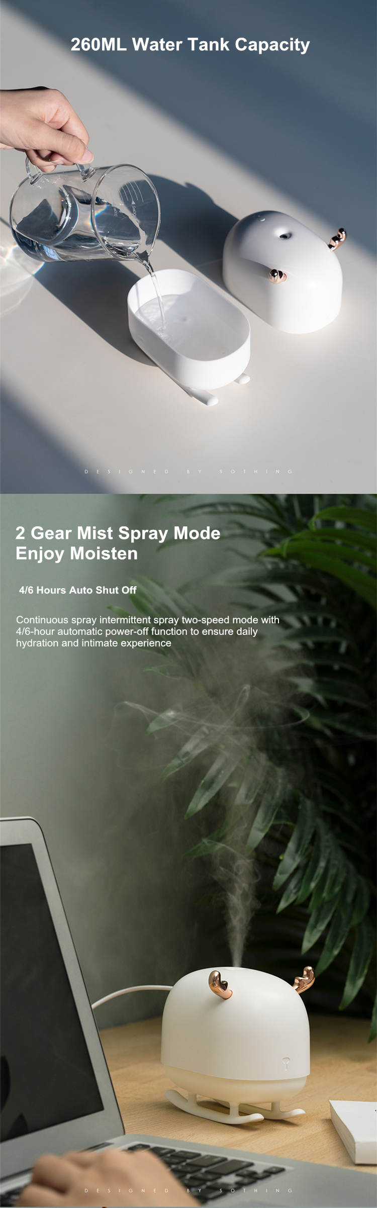 260ML Sleigh Deer Ultrasonic Air Humidifier Aroma Essential Oil Diffuser for Home Car USB Fogger Mist Maker with LED Nig