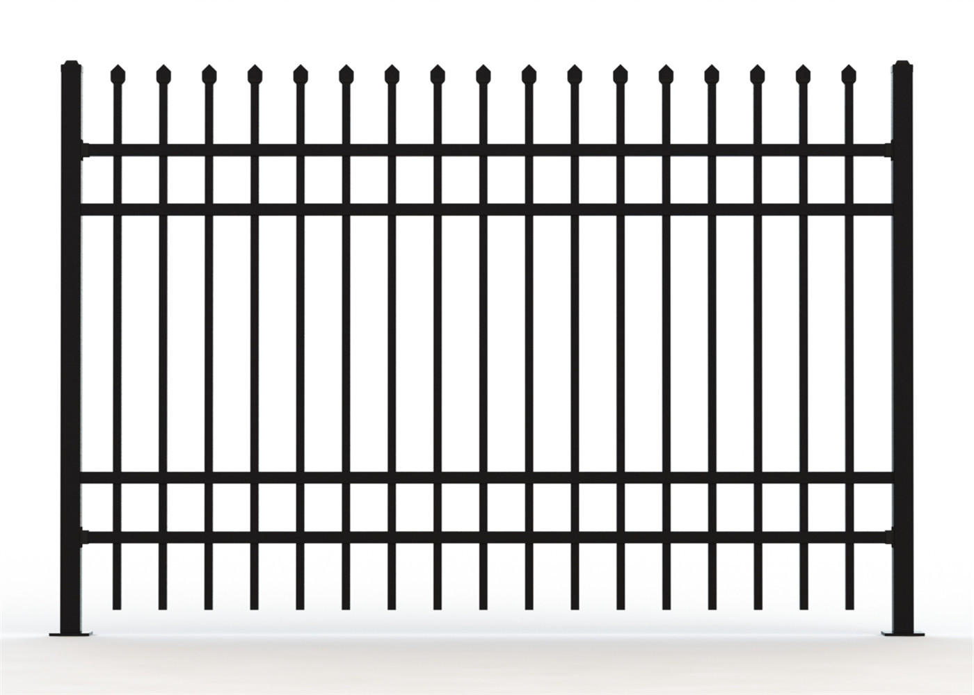 1500mm High X 2400mm Garrison Fencing Wide 2 rails 40X40X1.6 Upright 25X25X1.2 Crimped Spear With Post 65X65mm*1.60mm