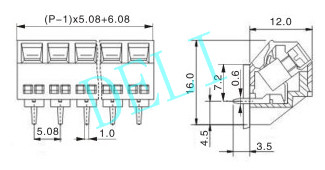DL127SF-XX-5.08mm Pcb Wire Connector , 2 Pins Screw Down Terminal Block 2-24P