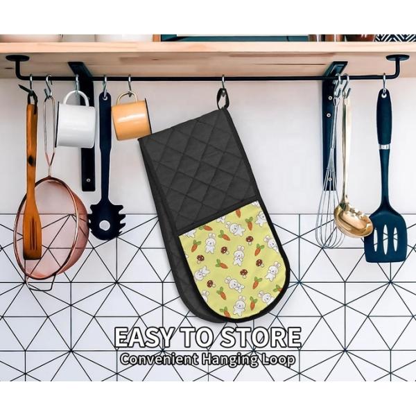 Sublimation Blanks Oven Gloves Custom Linen Double Mitts Long Fold Heat Resistant Microwave Mittens