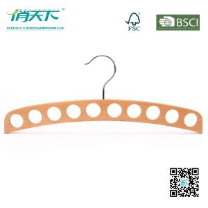 China Betterall Burly-wood Color Curved Wooden Ties Hanger with Ten Holes wholesale