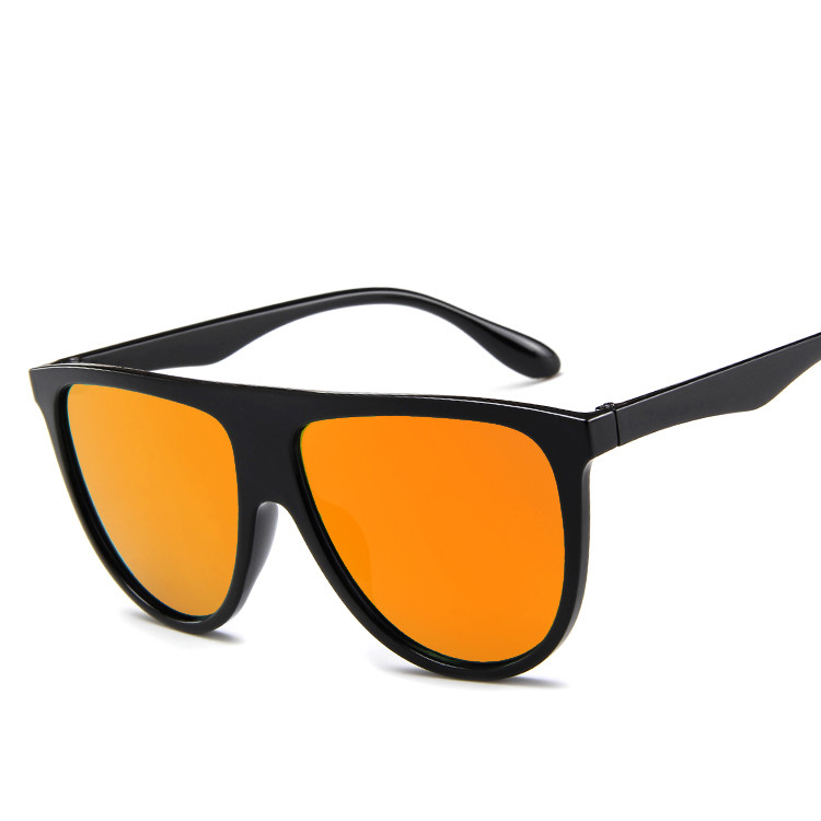 Vintage Retro BSCI Flat Top Sunglasses Thin Shadow Luxury Designer Large Black Shades