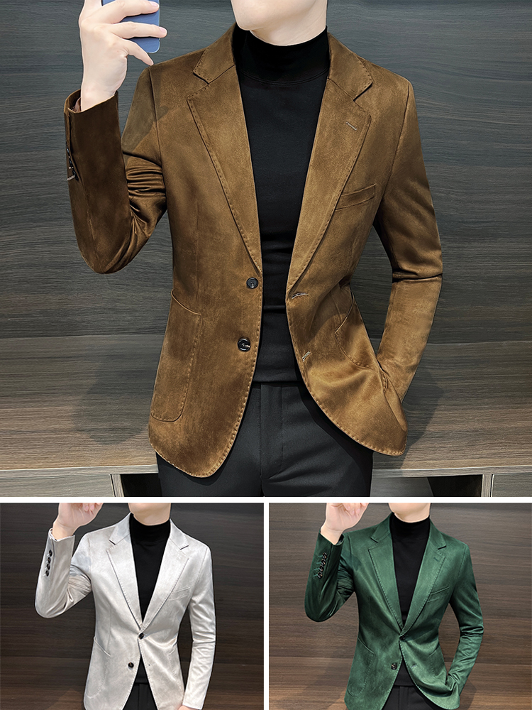 Customized Deerskin Single-Breasted Two Button Suit Blazer for Men's Business Attire