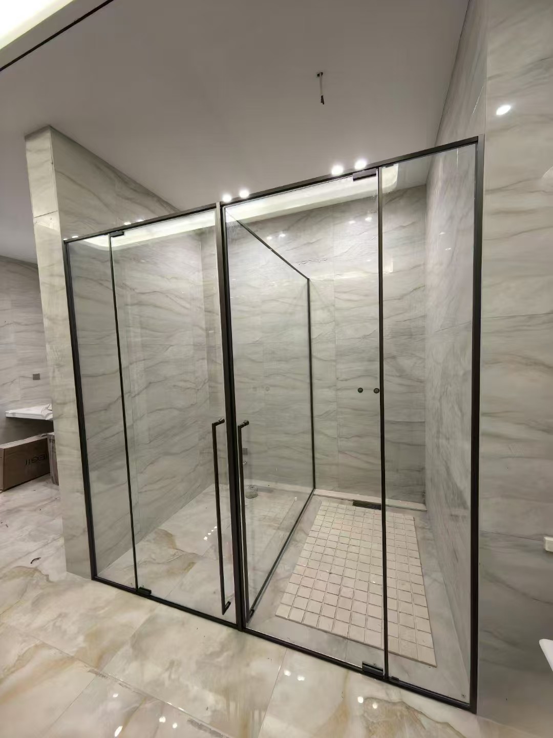 Square 304 Stainless Steel Shower Room Glass Door Partition, Bathroom Glass Door Accessories