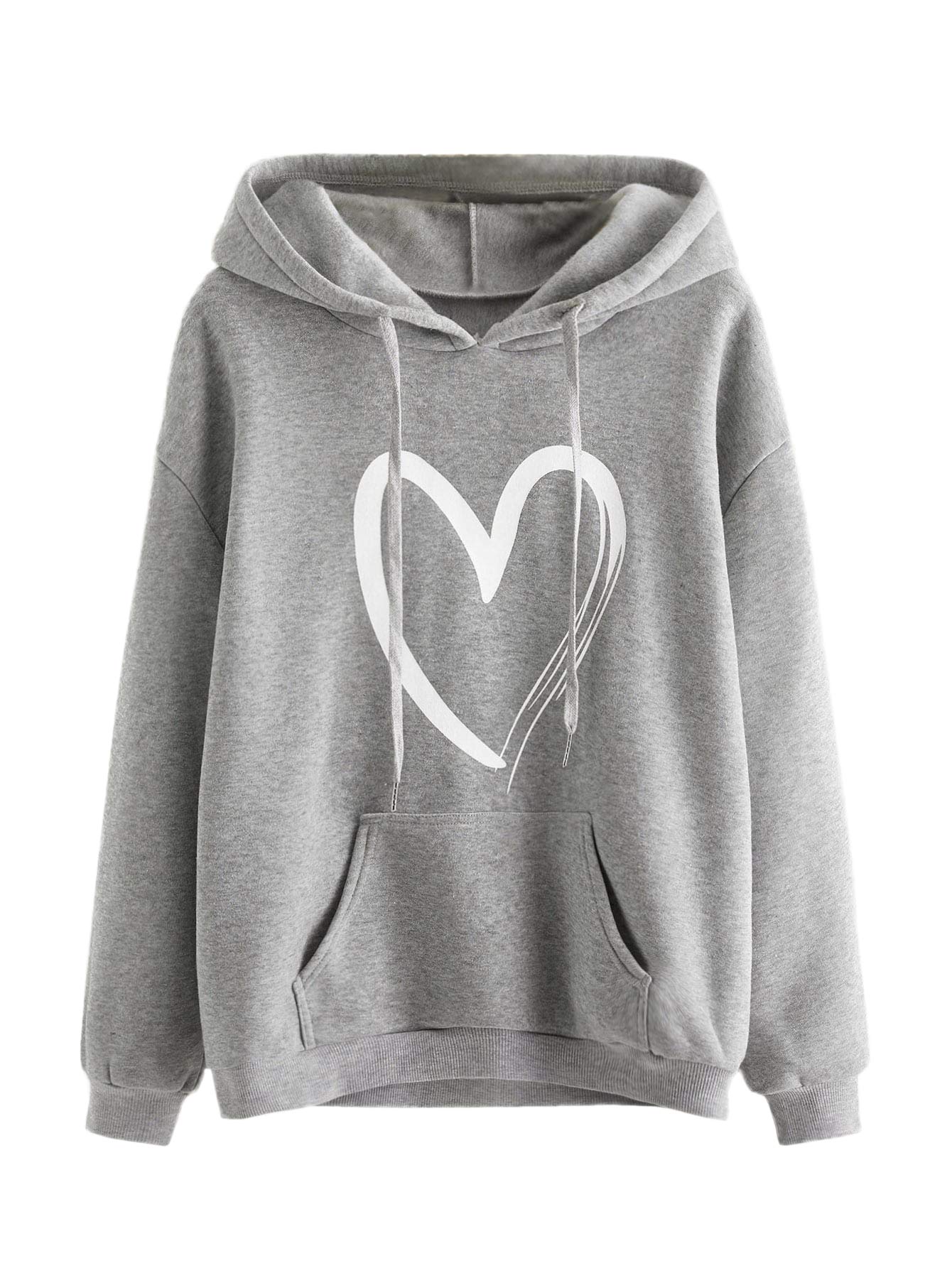 Custom Embroidery Hoodie Fall Fashion Trend Women'S Casual Heart Print Long Sleeve Pullover