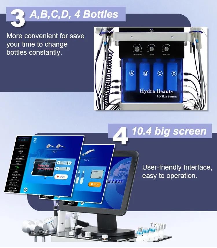 Wrinkle Remover Hydrafacial Equipment With 2 Photon Light Handles