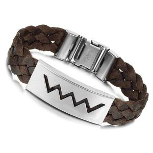 China Tagor Stainless Steel Jewelry Super Fashion Silicone Leather Bracelet Bangle TYSR047 wholesale