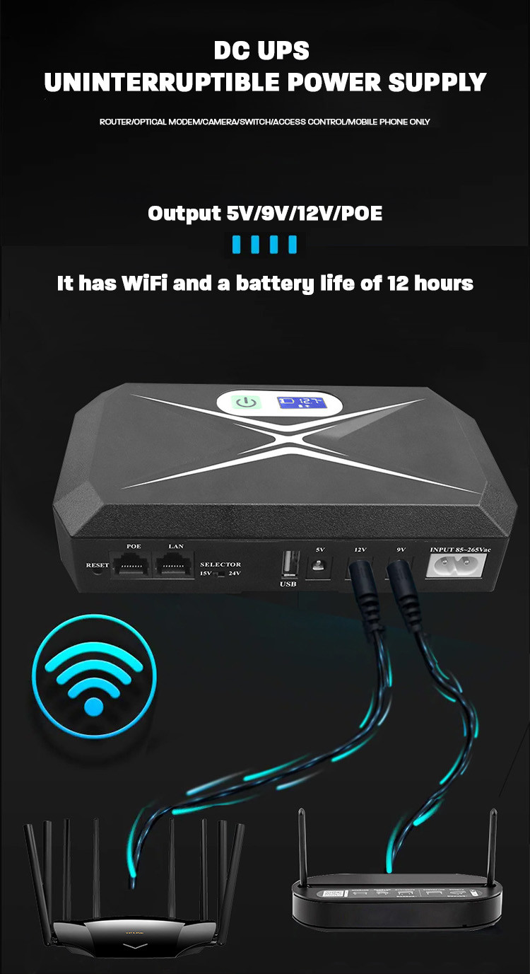 LED Screen 8800-10400mah Mini UPS Internet Uninterruptible Power Supply