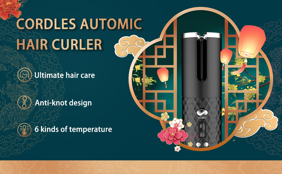 360 Auto Rotating Hair Curler LCD Cordless Rechargeable Auto Hair Curler