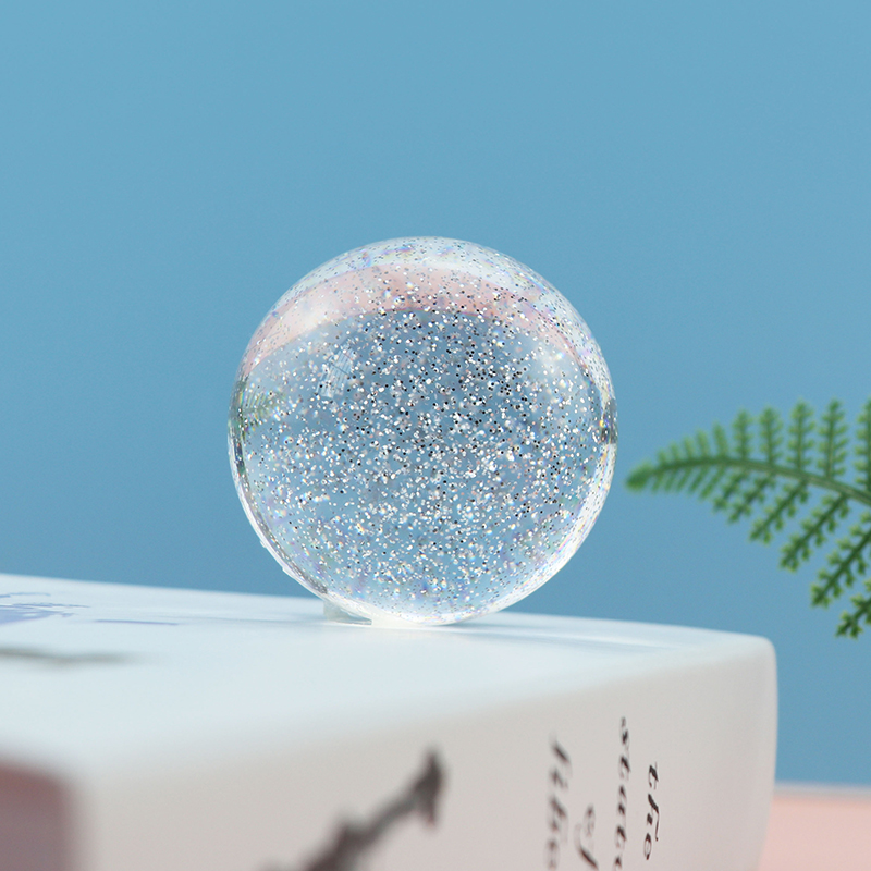 Home crystal craft shining acrylic uv balls 50mm glitter powder toys ball clear crystal ball