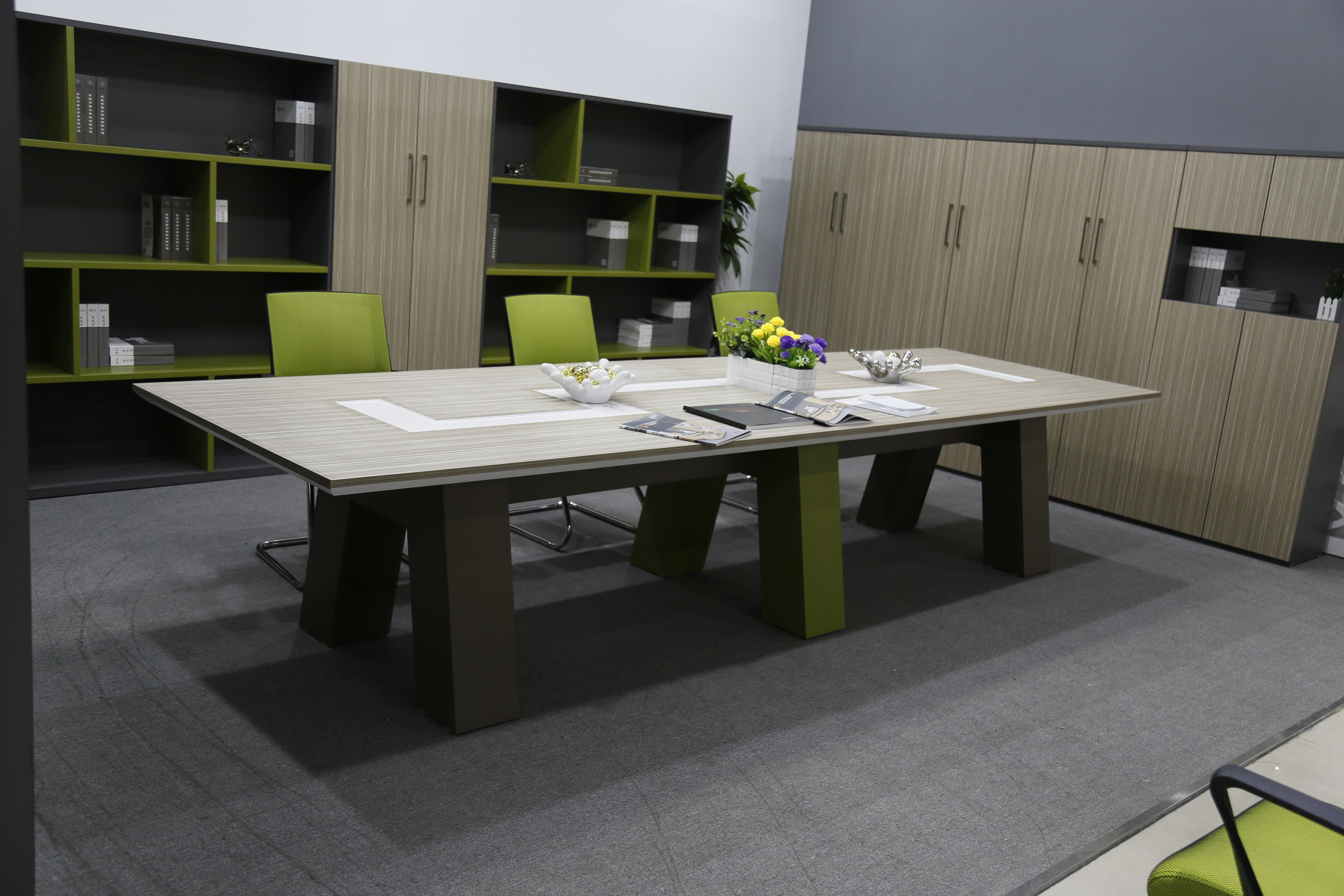 Large Size Modular Conference Room Tables Panel Wood Style Melamine Finishing