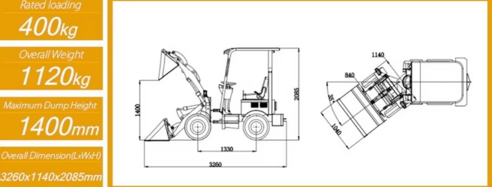 Chinese Loader Machine High Quality Battery Powered Electric Small Wheel Loader