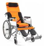 Hospital Lightweight Collapsible Wheelchair Blue Orange Light Foldable