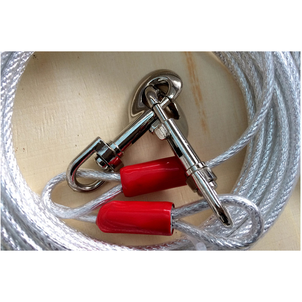 Reflective 20 Foot Heavy Duty Dog Tie Out Cable with Easy Installation for Dogs up to 100 Pounds