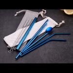 OEM 2in1 Coffee Cocktail Long Stainless Steel Straws With Spoon