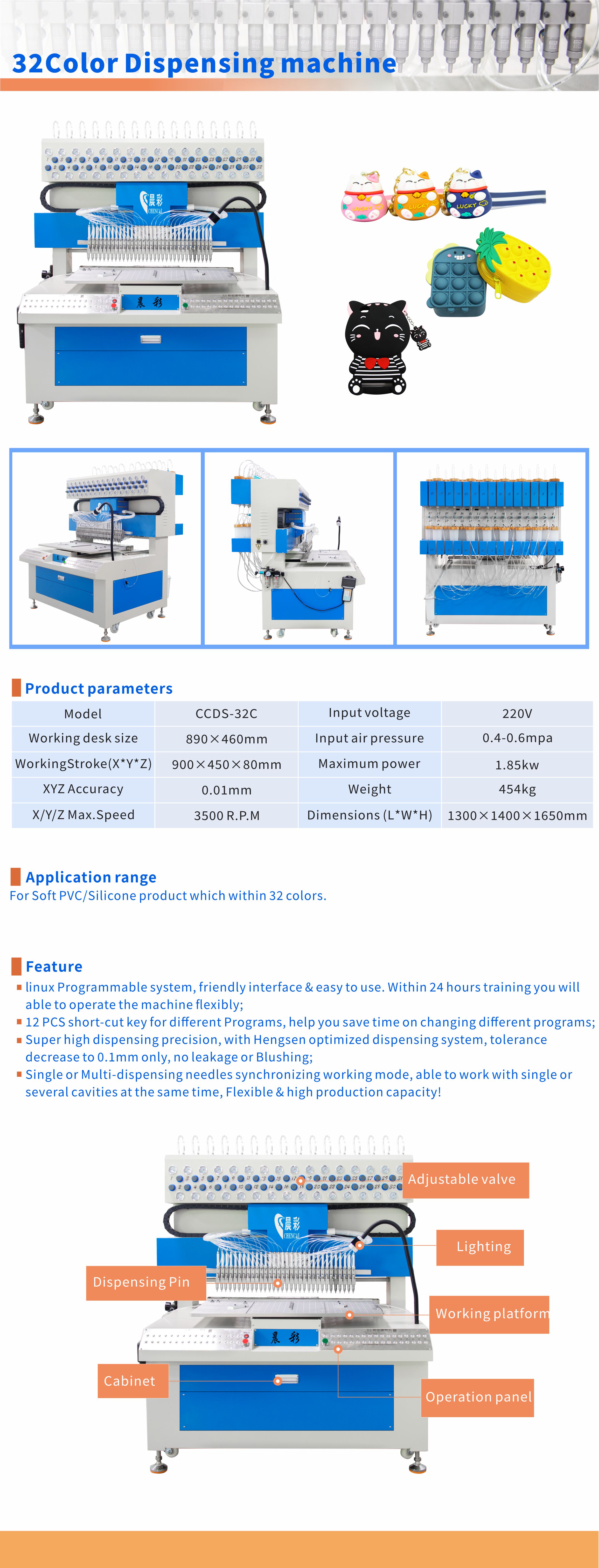 32 Colors Automatic Silicone Dispensing Machine Liquid PVC Rubber Patch Dripping Machine