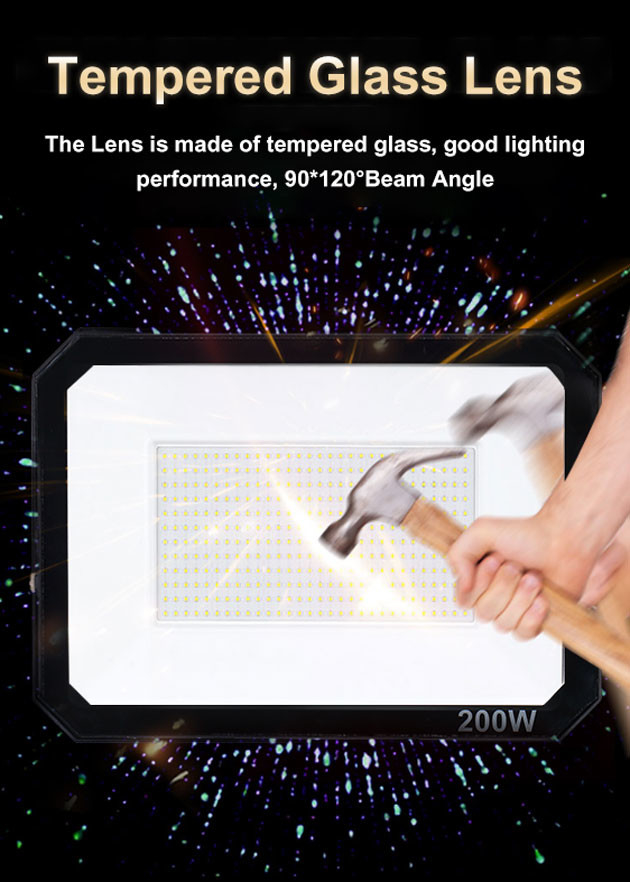 Waterproof IP65 200W LED Flood Light Outdoor 100lm/W Luminious Efficiency