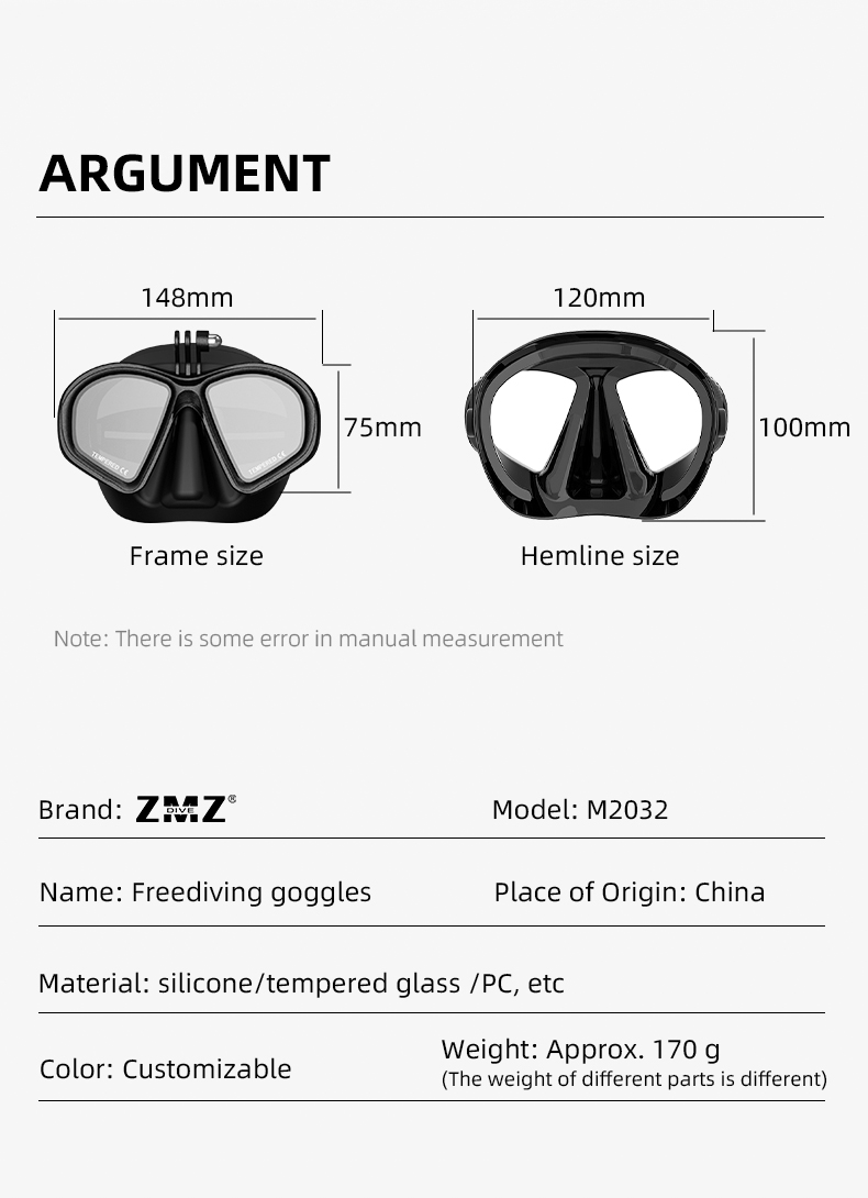 OEM Freediving Easy Breathe Snorkel Mask Scuba 100cc