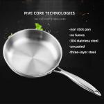 Minimalist Design Style Induction Kitchen Cooking Pan Stainless Steel Material