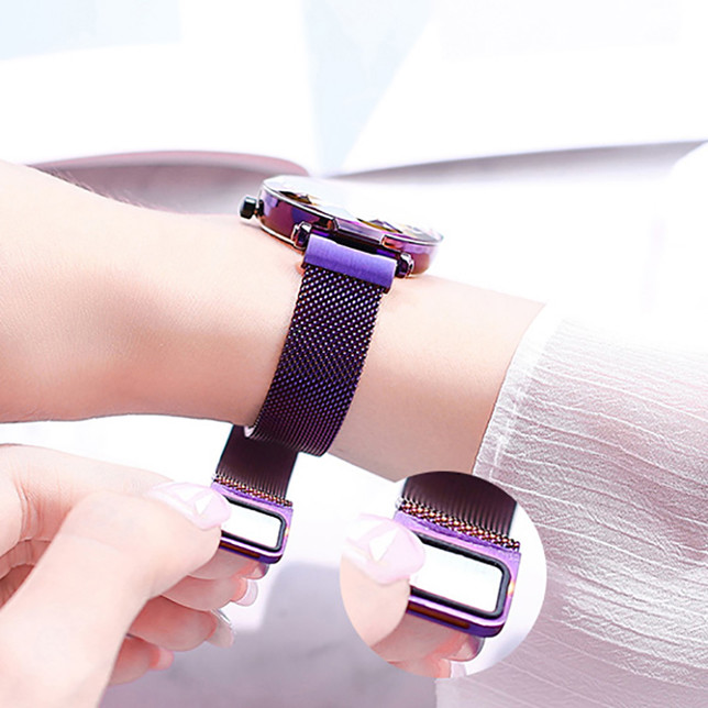 Fashion Sky Dial Quartz Ladies Wrist Watches , Luxury Magnetic Strap Watch