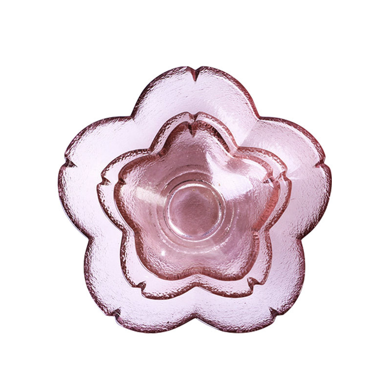 Creative Pink Cherry Blossom Glass Fruit Salad Plate