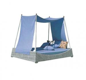 China Rattan outdoor beach sunbed with tent canopy queen size rattan bed with canopy---6115 wholesale