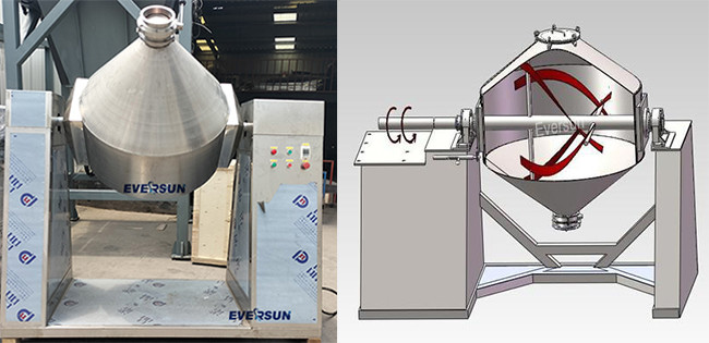 Industrial Grade Double Cone Blender For Powder Processes Stainless Steel 304 / 316L