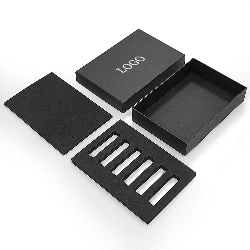 Custom Matt Black Paper Gift Box With Foam Insert For Perfume Packages