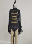 Costume Girls Dancewear Black And Gold Color Lace 100% Polyester