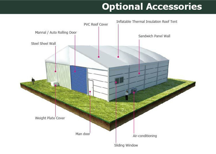 Outdoor Sunproof PVC Warehouse Storage Tent Industrial Aluminum Structure