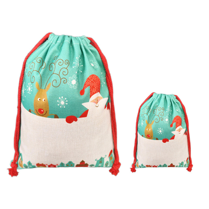 Single Sided Sublimation Christmas Bags Blank Heat Transfer Christmas Burlap Sacks