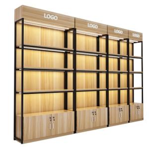 China Commercial Wood Display Shelving Gondola Rack Metal Grocery Store wholesale