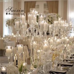 China 7 Arm 9 Arm Crystal Candelabra Glass Centerpieces Wedding 120CM wholesale
