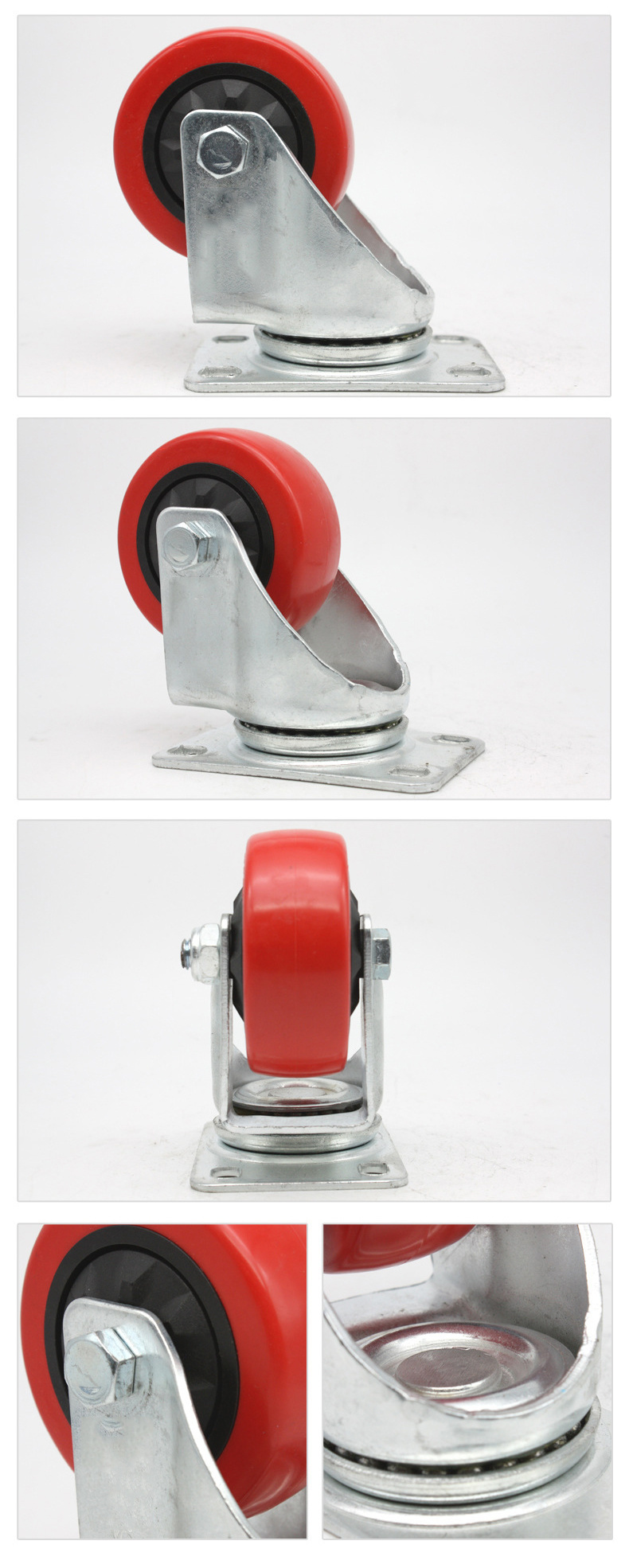 1.5inch 2inch Industry Single Bearing Red Plastic Wheel Castor