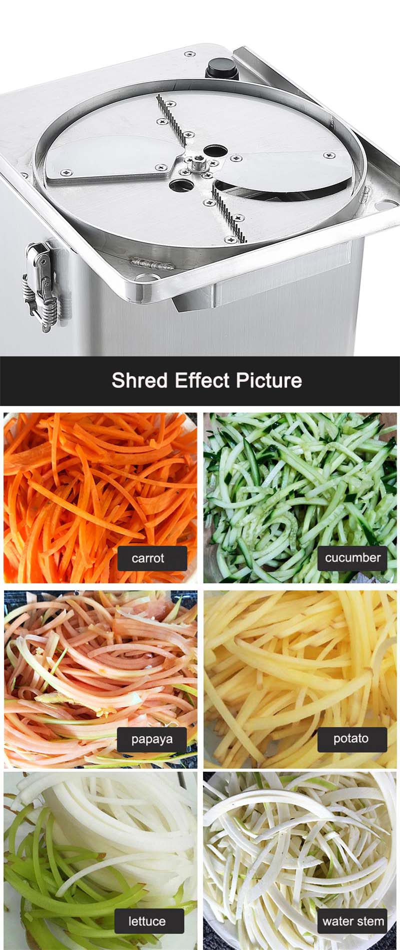 Strong Pure Copper Motor Stainless Steel Vegetable Chopper for Commercial Restaurant