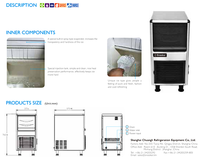 Bullet Shape Ice Making Machine 15kg For Drinks Commercial Equipment